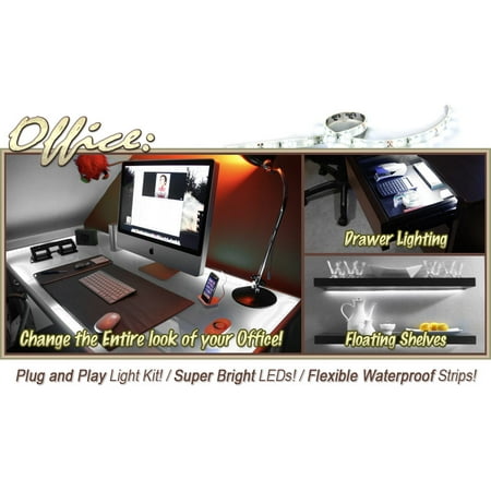 Kapsco Moto 16 4 Ft White Desk Hutch Drawers Laptop Led Strip