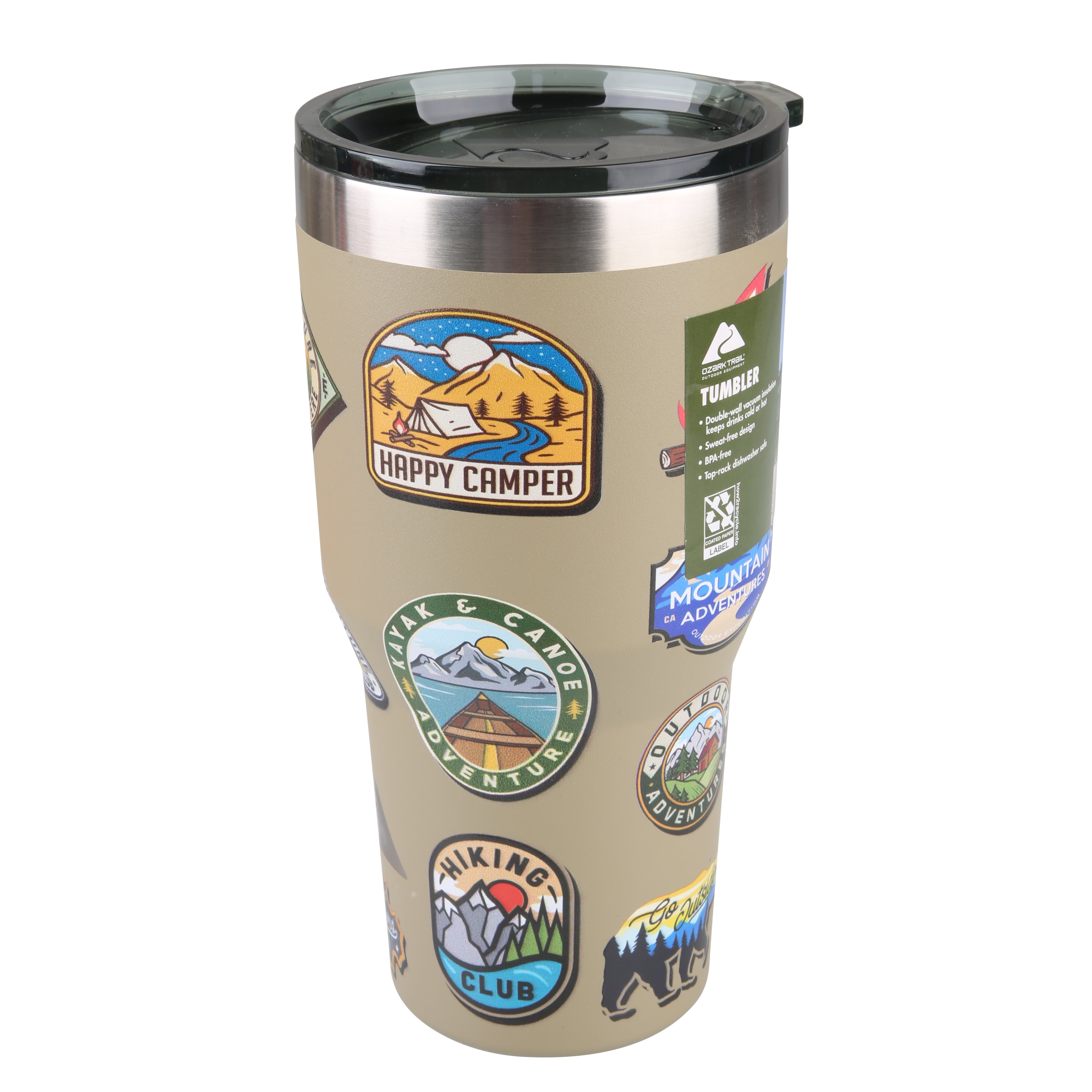 Ozark Trail Double Wall Vacuum Sealed Stainless Steel Tumbler 32 Ounce, Tan