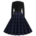 thumbnail image 3 of Womens Crew Neck Hepburn Prom Dress Vintage Plaid Cocktail Party Dress Retro Rockabilly Dress with Belt, 3 of 3