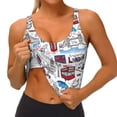 thumbnail image 3 of Balery London Landmark2 Pattern Racerback Sports Bras for Women - Padded Seamless High Impact Support for Yoga Gym Workout Fitness-X-Large, 3 of 8