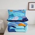 thumbnail image 5 of jejeloiu Cartoon Underwater Whale Twin Comforter Sets,Coral Fish Print Bedding Set For Boys,Light Blue,Navy Blue Reversible,2 Pieces,1 Comforter and 1 Pillowcase, 5 of 7