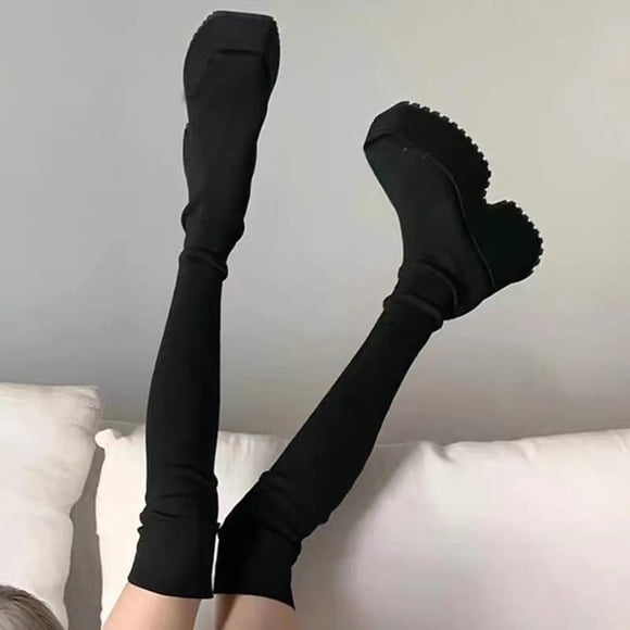 Amzcrzy Over The Knee Boots for Women Women's Shoes Fashion Retro Pointed Mid-Heel High Knight Embroidery Boots Thigh High Boots Women's Boots Knee High Boots Women Boots for Women Womens Boots
