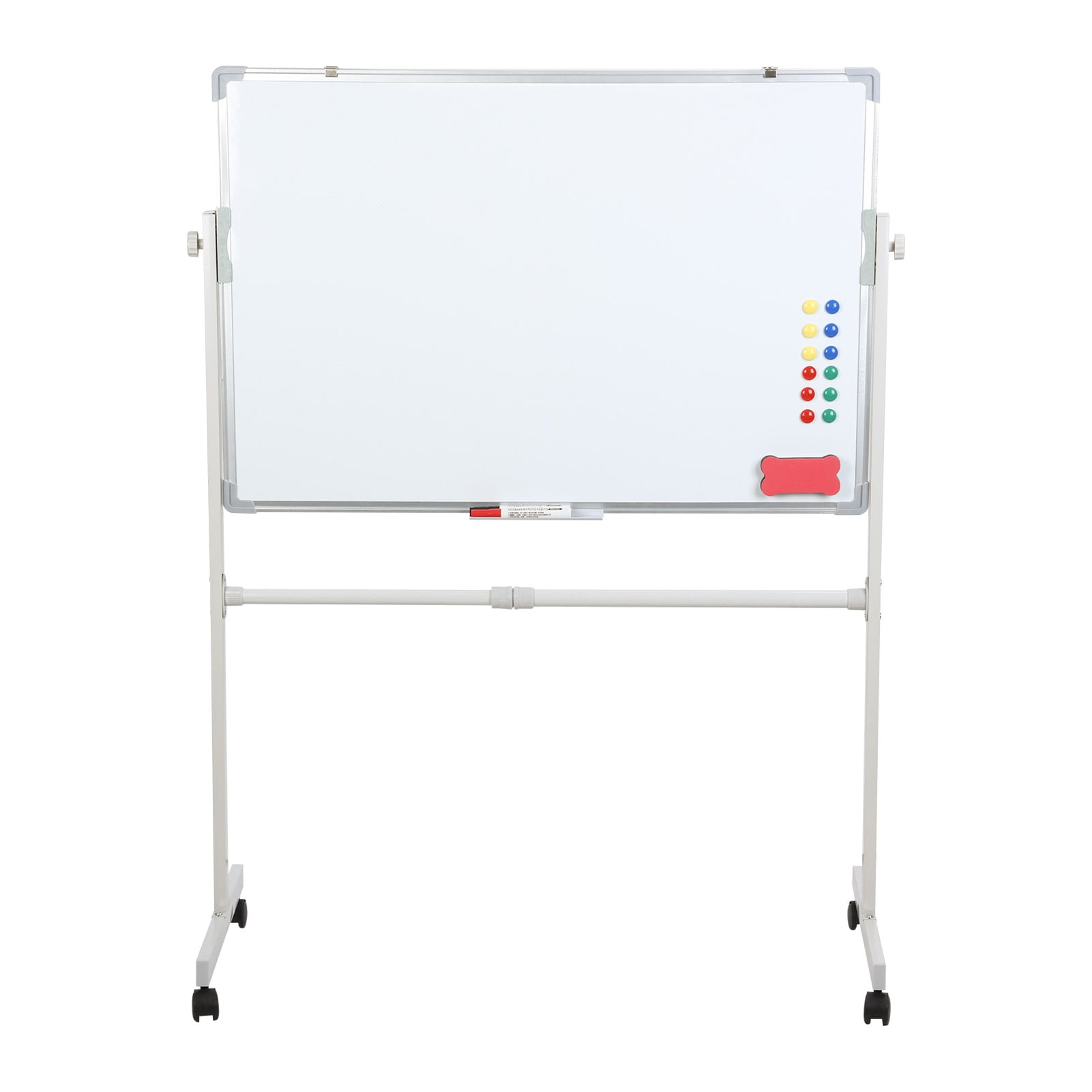 WETLA Rolling Whiteboard, White Board with Wheels, Mobile Whiteboard with Stand, Portable Magnetic Dry Erase Board on Wheels, with 5 Markers, 12 Magnetic Nails & 1 Eraser