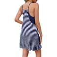 thumbnail image 4 of Sleeveless Striped Print Women Spaghetti Strap V-neck Mini Dress with Built in Shorts, 4 of 7