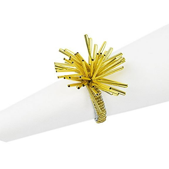 Fennco Styles Modern Metal Design Napkin Ring - Set of 4 (Gold)