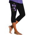 thumbnail image 2 of Women's Casual Pants Women'S Fashion Casual Floral Print High Waist Elastic Capri Pants Leggings,Black Women's Casual Pants M, 2 of 7