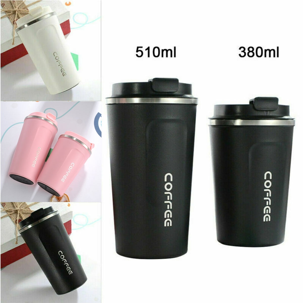 Travel Thermal Stainless Steel Insulated Coffee Cup Mug Flask Vacuum Leakproof 