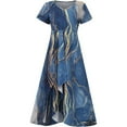 thumbnail image 4 of QJUHUNG Robe Midi Formelle pour Femmes Soirée Été Col en V Manches Courtes T-Shirt Soirée Invité de Mariage Style Asymétrique B-8 Cocktail Gris_i L, 4 of 5