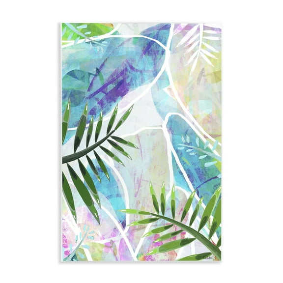Stupell Industries Layered Tropical Leaves Coastal Painting Unframed Art Print Wall Art, 10 x 15