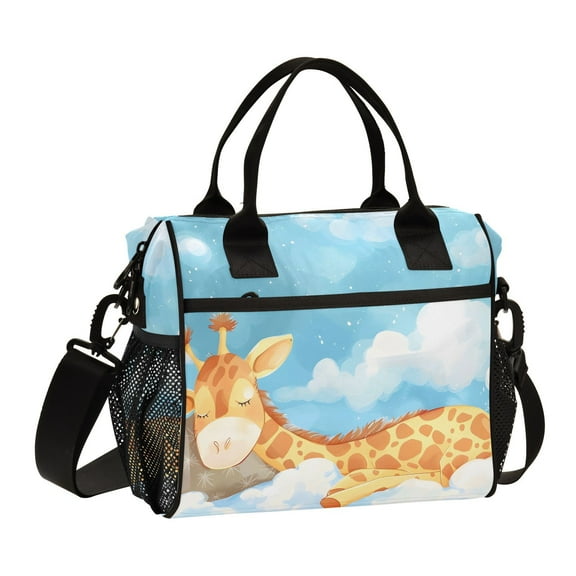 Ckdifva Giraffe in Clouds Cooler Bag Cooler Cooling Tote Lunch Bag Lunch Box Front Pocket with Shoulder Strap