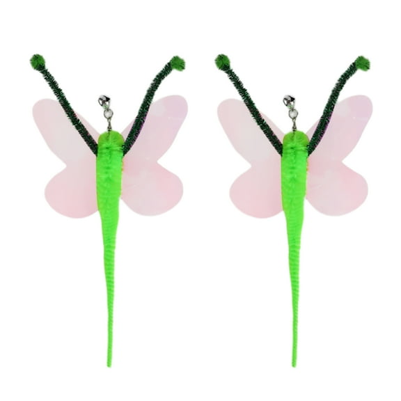 Unique Bargains 2 Pcs Cat Wand Replacement for Pet Interactive Cat Wand Refill Attachments Green Caterpillars
