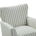 thumbnail image 3 of Tina's Home Upholstered Wingback Accent Armchair Set of 2 Lounge Seat Single Sofa with Stripe Pattern for Home Bedroom, Grey, 3 of 10