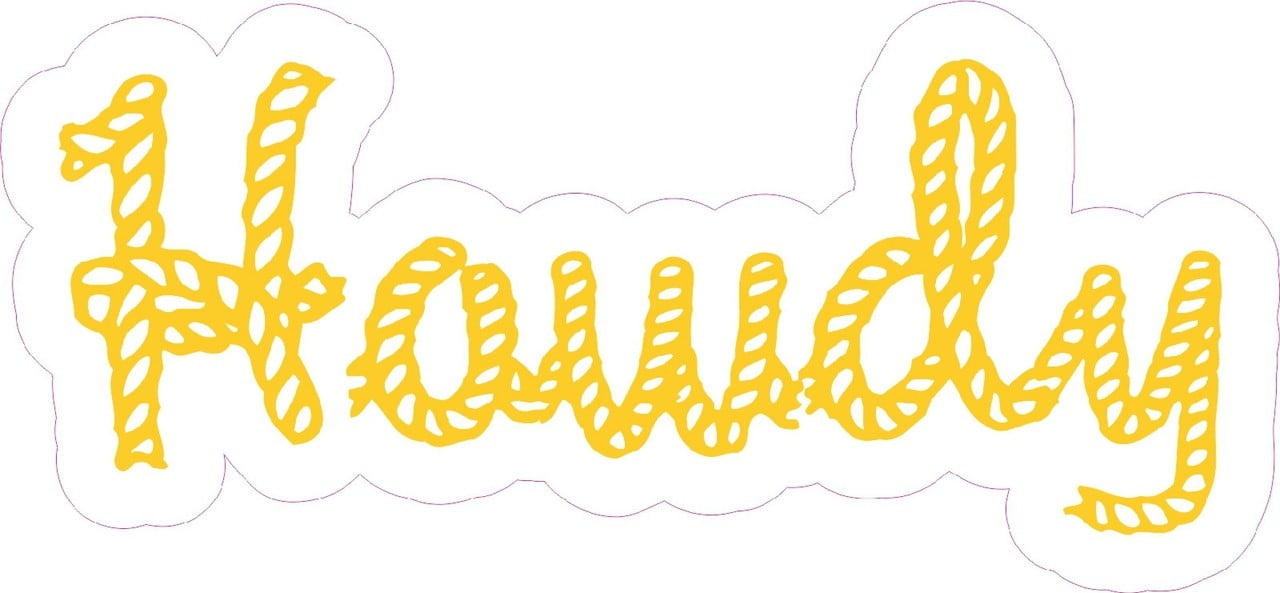 5.5in x 2.5in Howdy Rope Font Bumper Sticker Car Decal Window Stickers