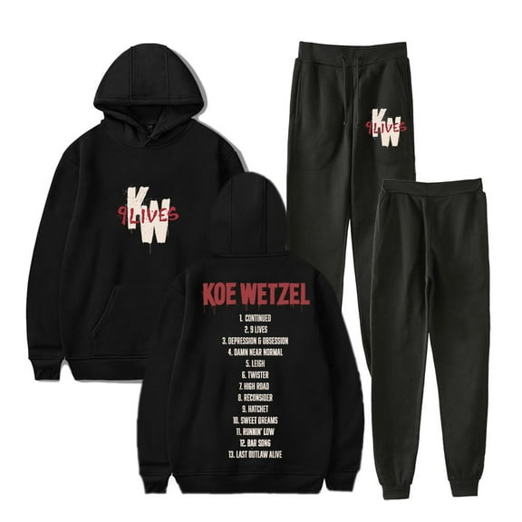 Koe Wetzel 9 Lives Tour Merch Hoodies Jogger Pants Winter Women Men Fashion Streetwear Sweatshirts