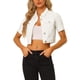 thumbnail image 1 of Chaqueta de mezclilla recortada para mujer INSPIRE CHIC, de manga corta, con botones, talla 3XL, blanca, 1 of 6
