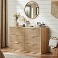 thumbnail image 4 of 6 Drawer Dresser for Bedroom, 48" Width Fluted Wood Chest of Drawer with Golden Embedded Handles for Living Room, Natural Oak, 4 of 9