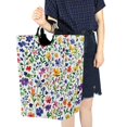 thumbnail image 4 of Yayeee Freestanding Laundry Hamper with Handle Collapsible Large Storage Basket for Clothes, Green Wildflower Pattern, 4 of 7