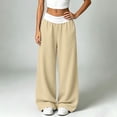 thumbnail image 4 of hotojiny Womens Wide Legs Sweatpants Fashion Colorblock Pants with Pockets Elastic Waist Baggy Pants Streetwear(Khaki,XX-Large), 4 of 8
