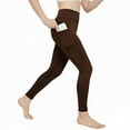 thumbnail image 2 of HAOTAGS Girls High-Waist Yoga Leggings with Pockets, Soft Breathable Kids Active Pants Brown 6 Years, 2 of 10
