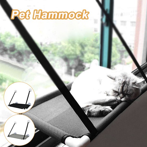 Muyoka Hamaca colgante para gatos con ventosa al vacío Perchas montadas en la ventana Cojín para gatos duradero y lavable Cama Colchoneta para colgar en el asiento para mascotas para uso de gatitos Muyoka Hogar