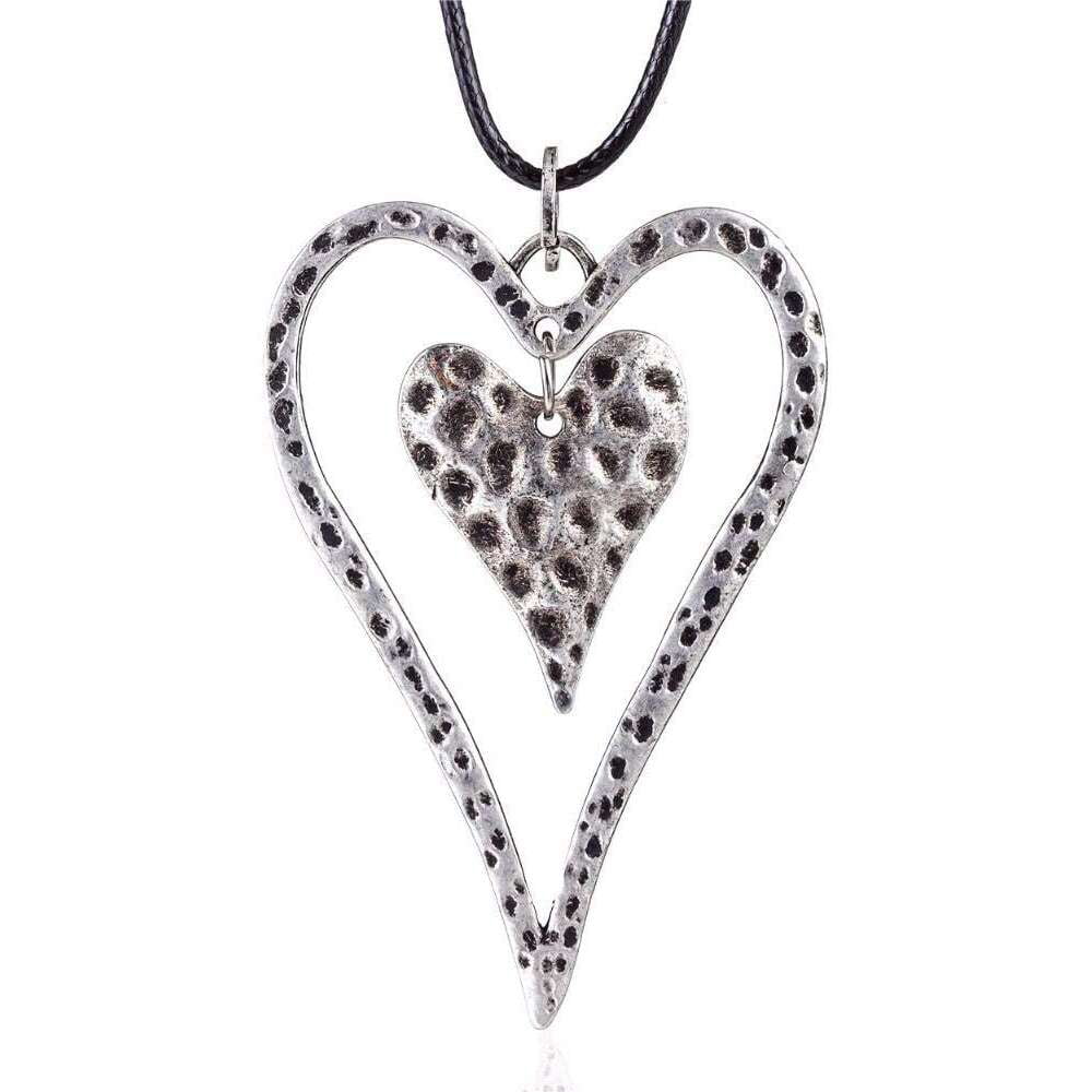 Necklace Pendant Vintage Silver Heart Pendant Women Jewelry Statement Necklaces & Pendants Choker Long Necklace Christmas