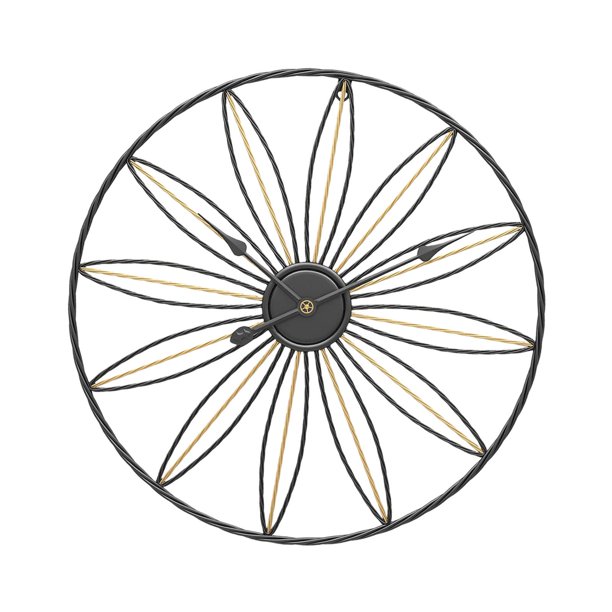 Reloj de pared de Metal creativo, reloj colgante geométrico artístico silencioso para cafetería, sala de estar, baño, decoración de tienda negro BLESIY Reloj de pared