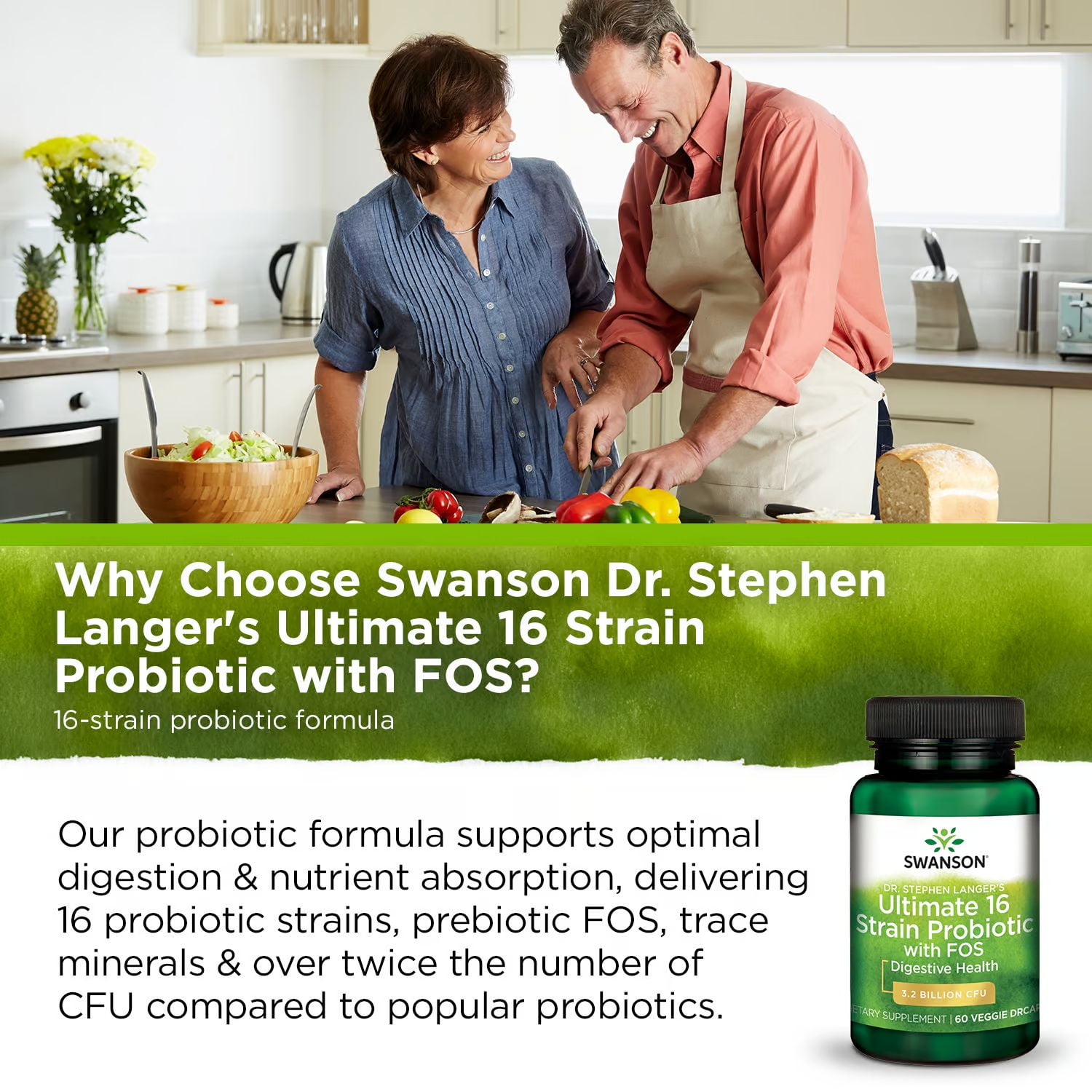 Swanson Ultra Probiotic Capsules with 16 Strains and FOS for Digestive and Colon Health, 4-Pack