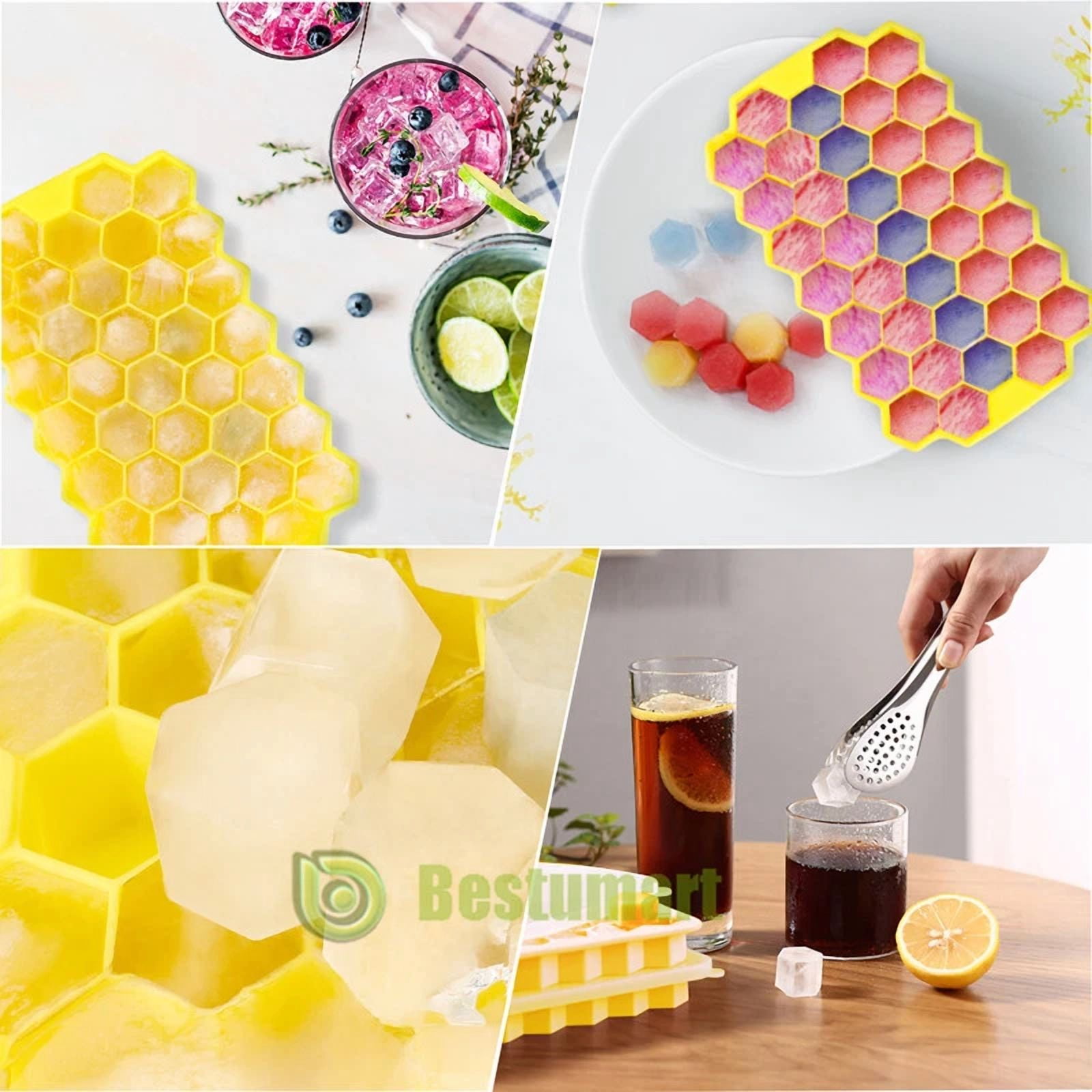 2Pack 74 Ice Cubes W/Lids Honeybee Nest Shape Maker Tray Sphere Mold Bar Whiskey
