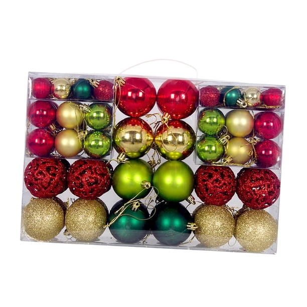 100 piezas de adornos de bolas de Navidad, bolas de Navidad, decoración, colgantes, adornos navideños para Oro Rojo Verde Oscuro