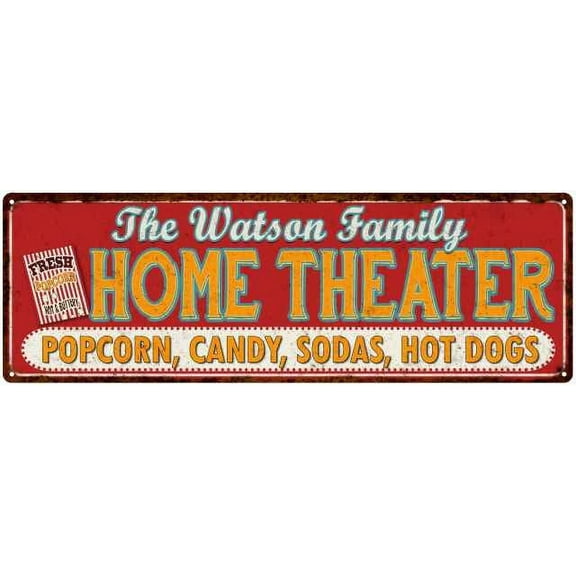 The WATSON Family Home Theater Sign Gift 6x18 Metal Movies Decor 106180100076
