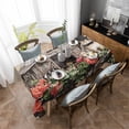 thumbnail image 4 of Easter Bunnies Rectangle Tablecloth, Brown Vintage Farmhouse Rabbits Floral Waterproof & StainResistant Tablecloth, Washable Oil-proof Table Cover for Dining/Party/Wedding/Camping/Buffet 60x102 In, 4 of 9