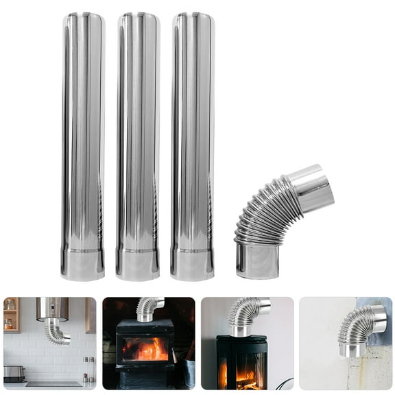GOOHOCHY Stove Pipe Elbow Connector Silver 4Pcs