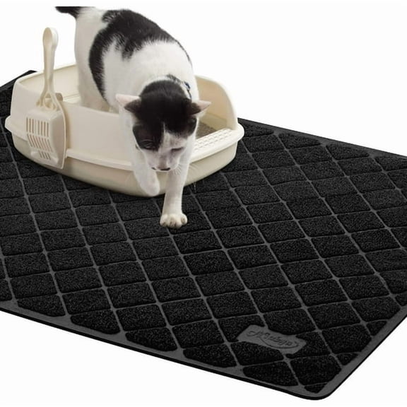 Niiubya Cat Litter Mat, Water Resistant, Traps Mess, Easy Clean, 23×14,Black