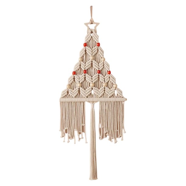 Adornos navideños, adornos navideños, regalos navideños, tapiz de árbol de Navidad tejido a mano bohemio, tapiz con borlas para sala de estar infantil, dormitorio, tapiz de punto
