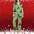 thumbnail image 4 of Lorytime Matching Pjs Sets for Women Christmas Tree Long Sleeved Collared Tops Elastic Waist Pants Casual Loungewear, 4 of 7