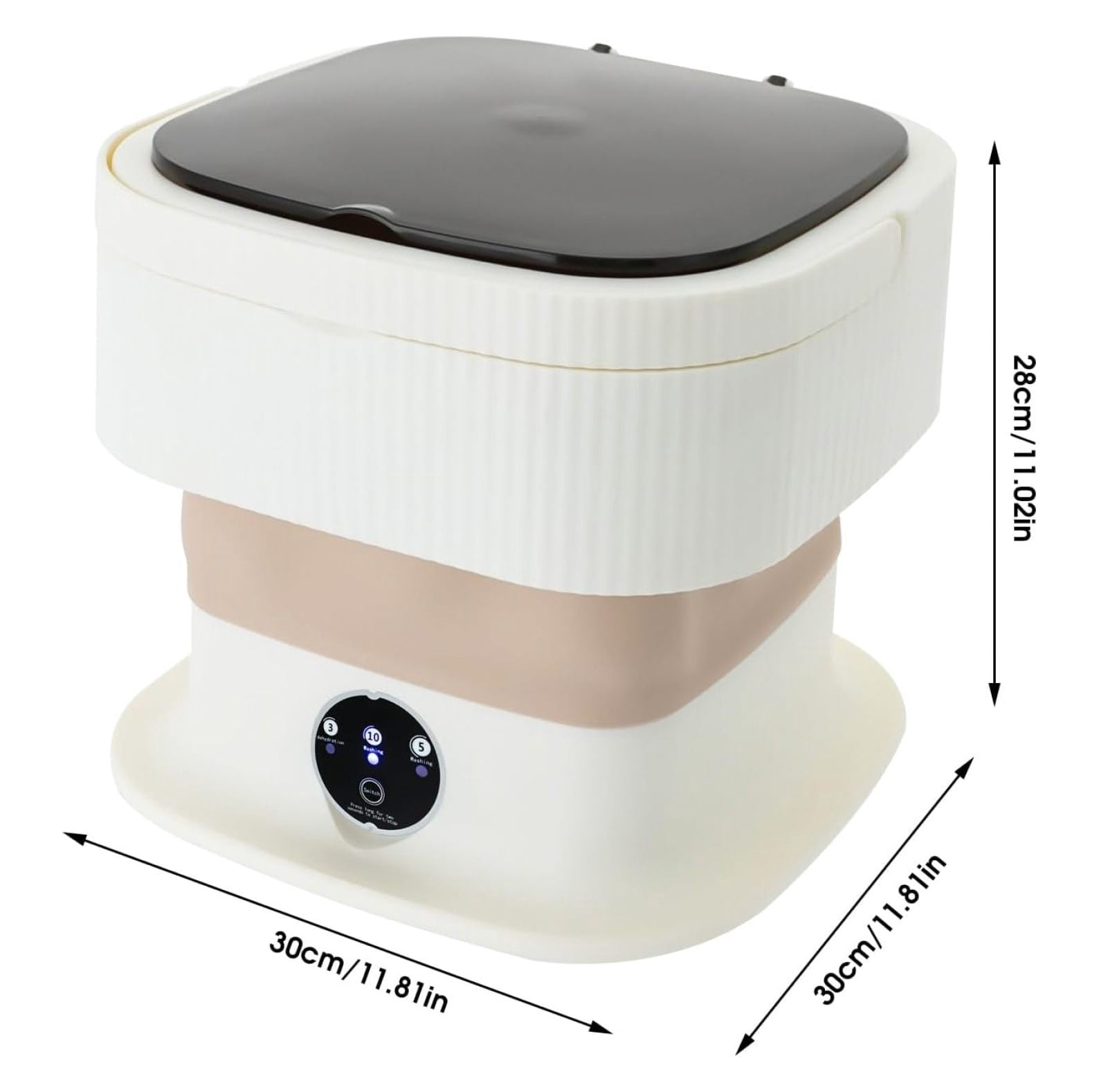 Portable Washing Machine,10 L Foldable Mini Washer with Turbine 3 Wash Modes for Apartments Travel Dorms RV Lightweight Compact Laundry for Underwear ()