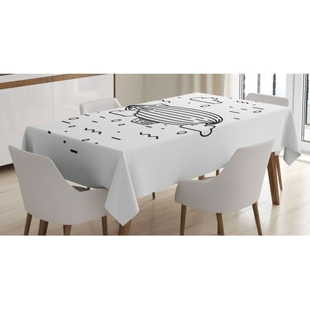 Cartoon Decor Tablecloth Kids Decor Cute Heat Balloon With Clouds