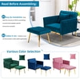 thumbnail image 4 of ACMEASE Velvet Accent Chair with Adjustable Armrests and Backrest,Single Recliner Armchair with Ottoman, Teal, 4 of 7