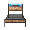 thumbnail image 5 of Twin Size Bed Frame with Storage Headboard, Metal Platform Bed with Charging Station, Bookcase Storage, No Box Spring Needed, Easy Assembly, 5 of 10