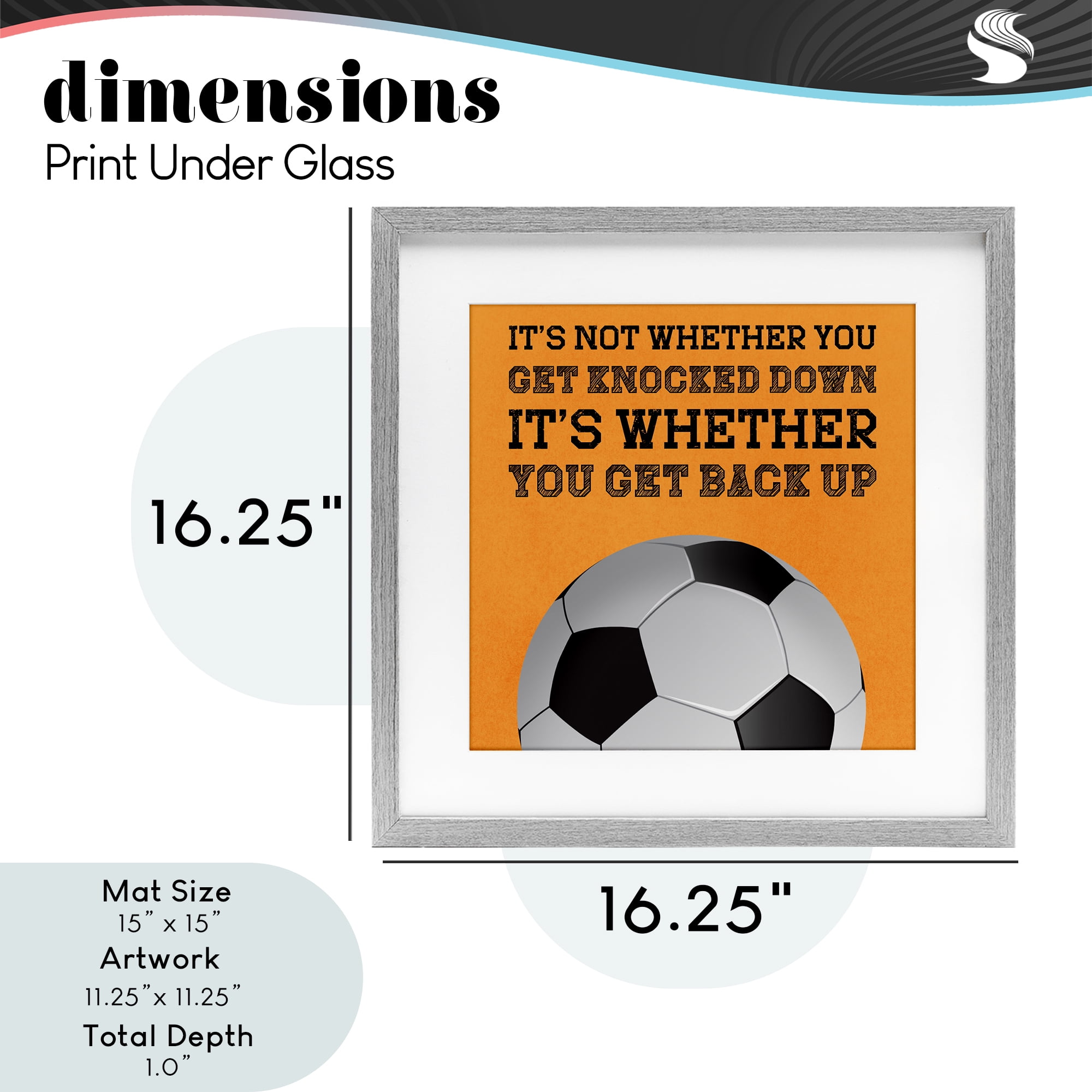 Whether You Get Back Up Gray Framed Print Under Glass, design by Marcus Prime