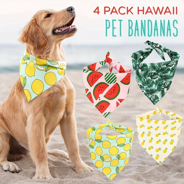 CNKOO 4 Pack PrimePets Dog Bandanas Breathable Polyester Spring & Summer Scarf Accessories For Medium To Large Breeds ZZZ