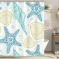 thumbnail image 2 of Newhomestyle Starfish Seashell Theme Shower Curtain 72x72 Inch Lovely Blue Nautical Coastal Beach Undersea Life with 12 Plastic Hooks Decor, 2 of 7