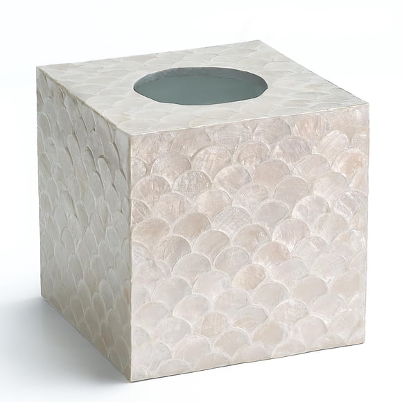 Funda para caja de pañuelos Chi An Home Capiz Shell, 5.8 pulgadas, cuadrada, blanca
