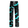 thumbnail image 4 of Women's Halloween Pajama Pants Casual Elastic High Waist Drawstring Pajamas Pumpkin Ghost Print Wide Leg Loungewear Bottoms, 4 of 5