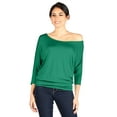 thumbnail image 3 of Dolman Tops for Women Sexy Off The Shoulder Tops Banded Waistband Shirts 3/4 Sleeves Regular and Plus Size Tops, 3 of 6