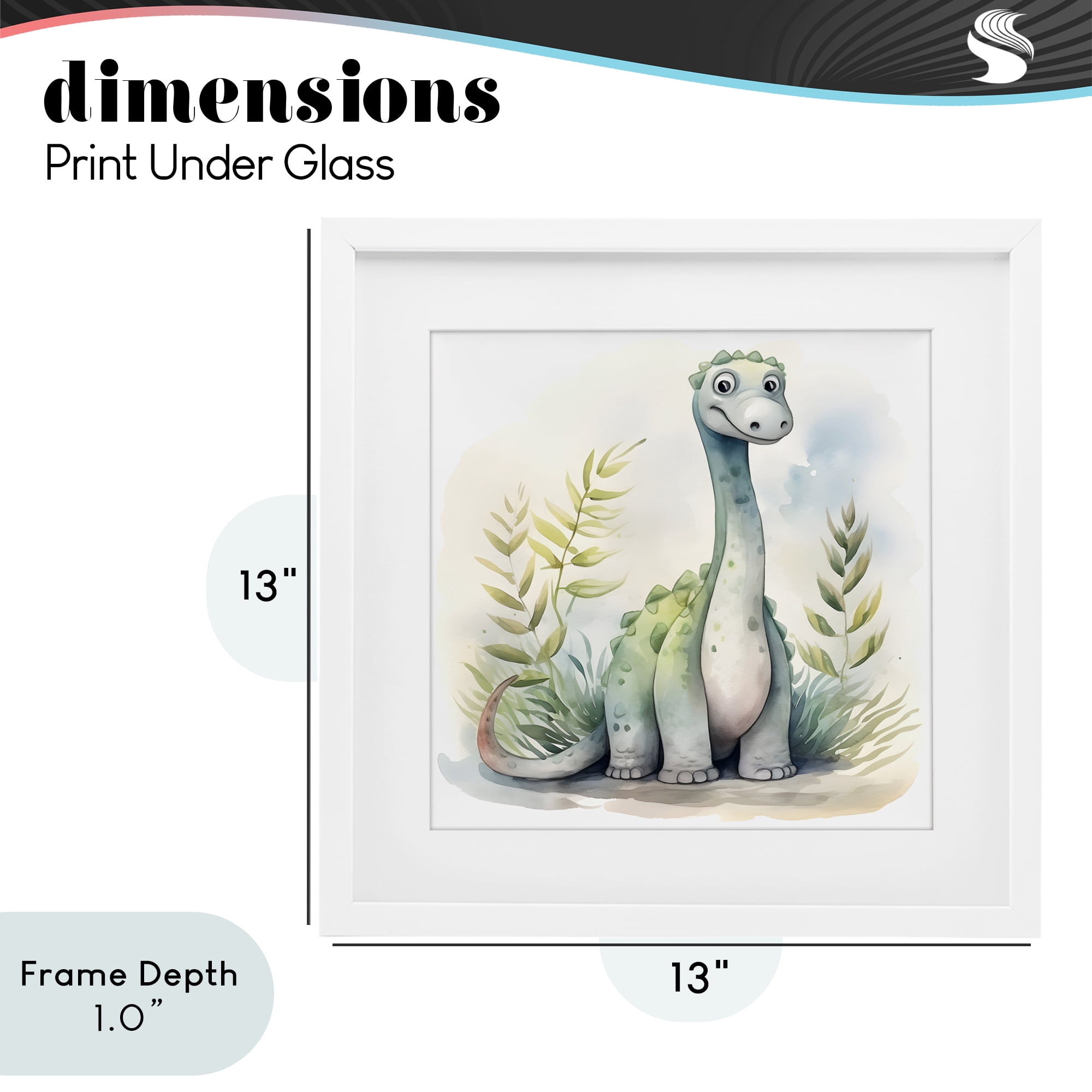 Stupell Industries Crafty Critters Dino White Framed Print Under Glass, design by Steve Hunziker