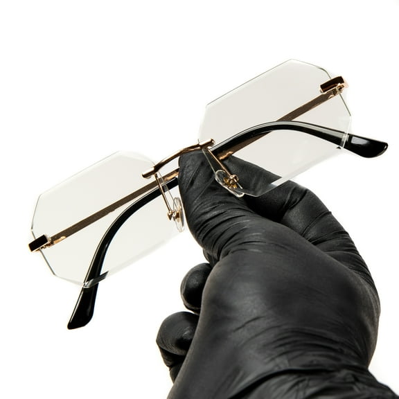 Men's Vintage Large Gold Frame Retro 90's Hip Hop Octagon Clear Lens Glasses