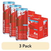 (3 pack) Red Bull Red Edition Sugarfree Energy Drink, Watermelon, 80mg Caffeine, 8.4 fl. oz., Pack of 4 Cans