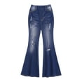 thumbnail image 6 of YiZYiF Kids Girls Distressed Jeans Ripped Bell Bottoms Denim Flare Pants,Sizes 6-16, 6 of 7