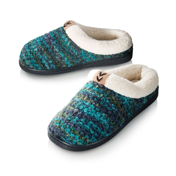 Pupeez Girls Knitted Slippers; A Cozy Warm Fleece Lined Sweater Style Kids House Shoe